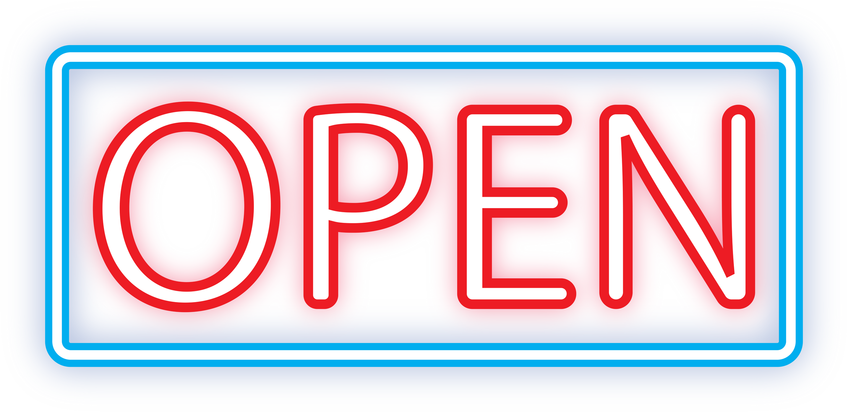 Open Neon sign icon flat illustration.